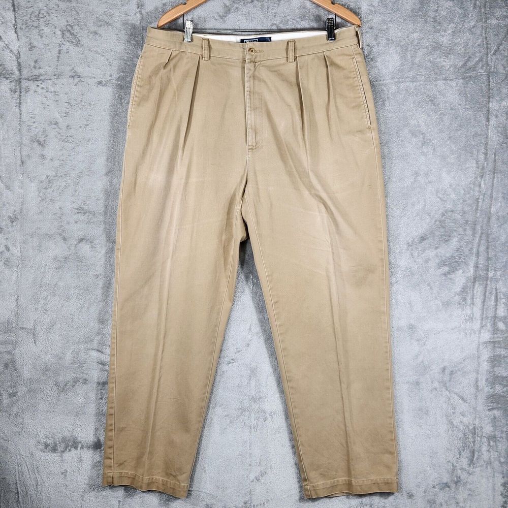Polo Ralph Lauren Pants‎ Men 38x30 Andrew Khaki Baggy Chino Pleated